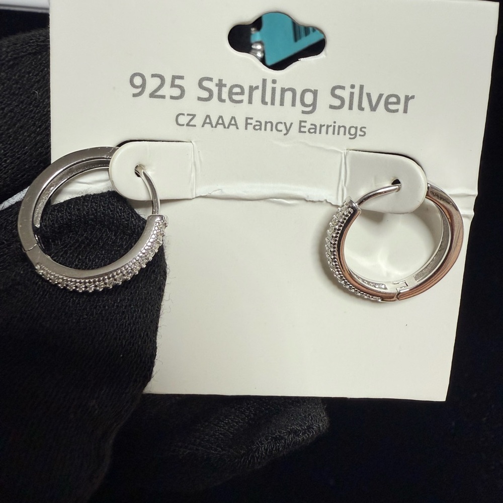 925 Sterling Silver and Rose Gold Hoop Earrings